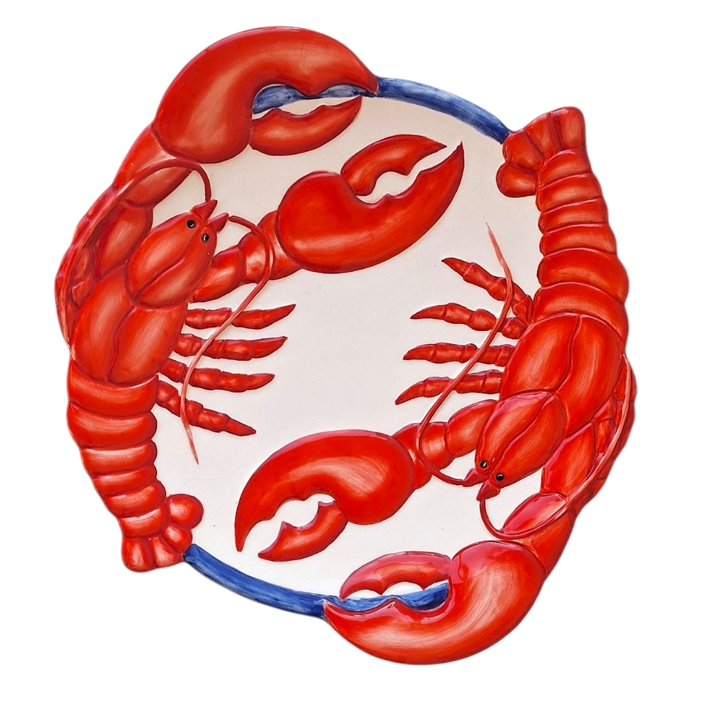 Ambiance Collection Bar B Q Time By Matt Maguire Handpaint Plate Lobster 11" - Picture 2 of 4
